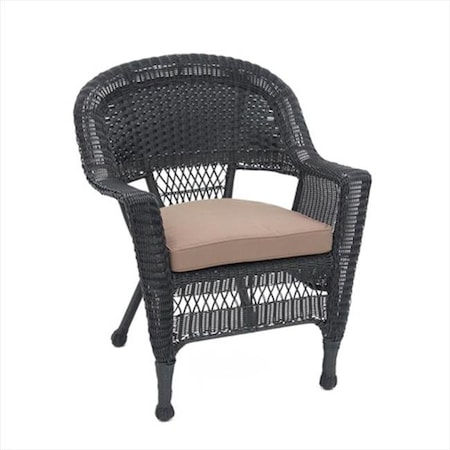 Jeco Jeco W00207-C-FS007 Black Wicker Chair With Brown Cushion W00207-C-FS007